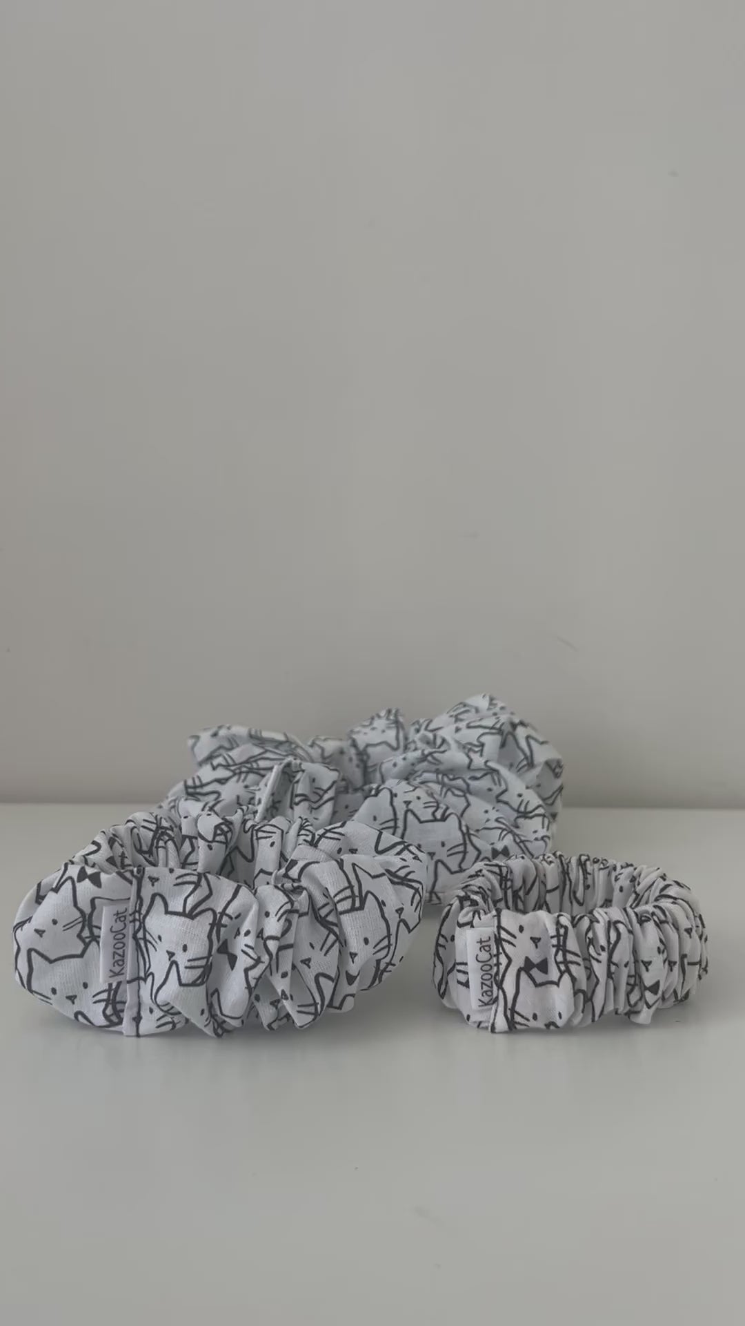 Black and White Cat Scrunchie