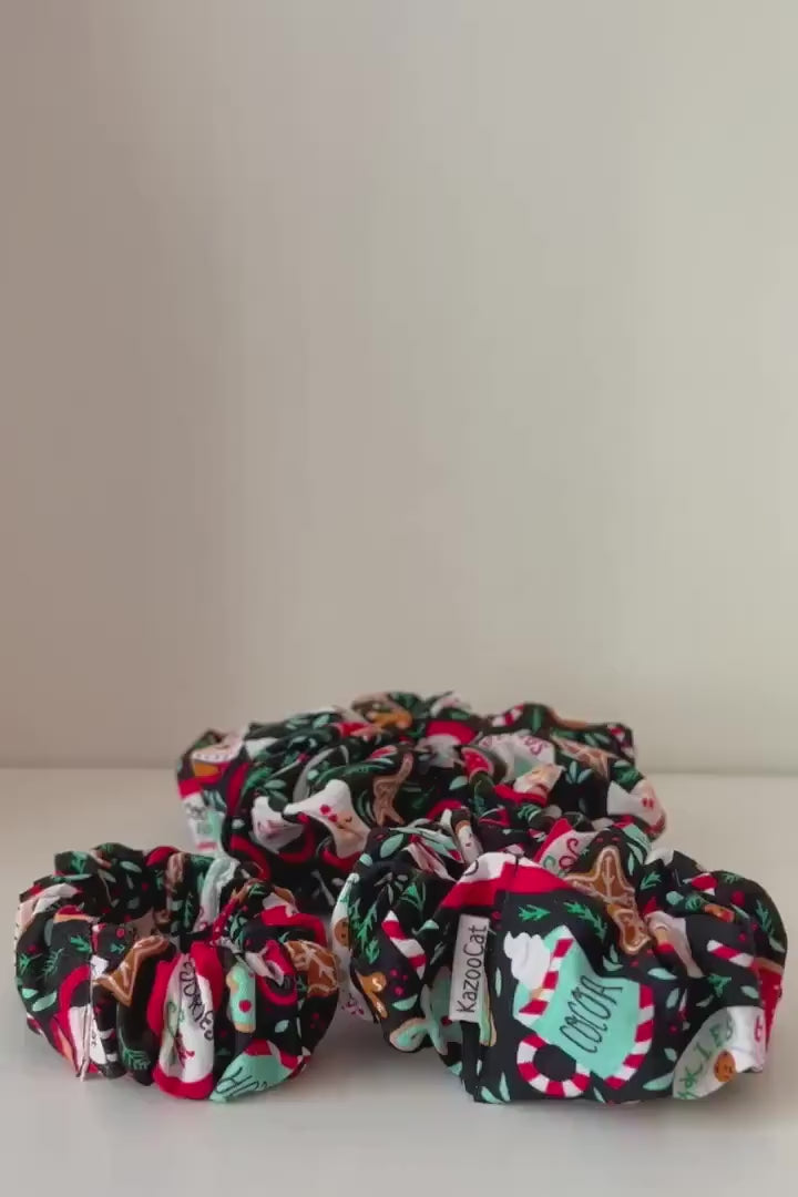Christmas Scrunchie - Santa Cookies Scrunchie - Christmas Hair Tie