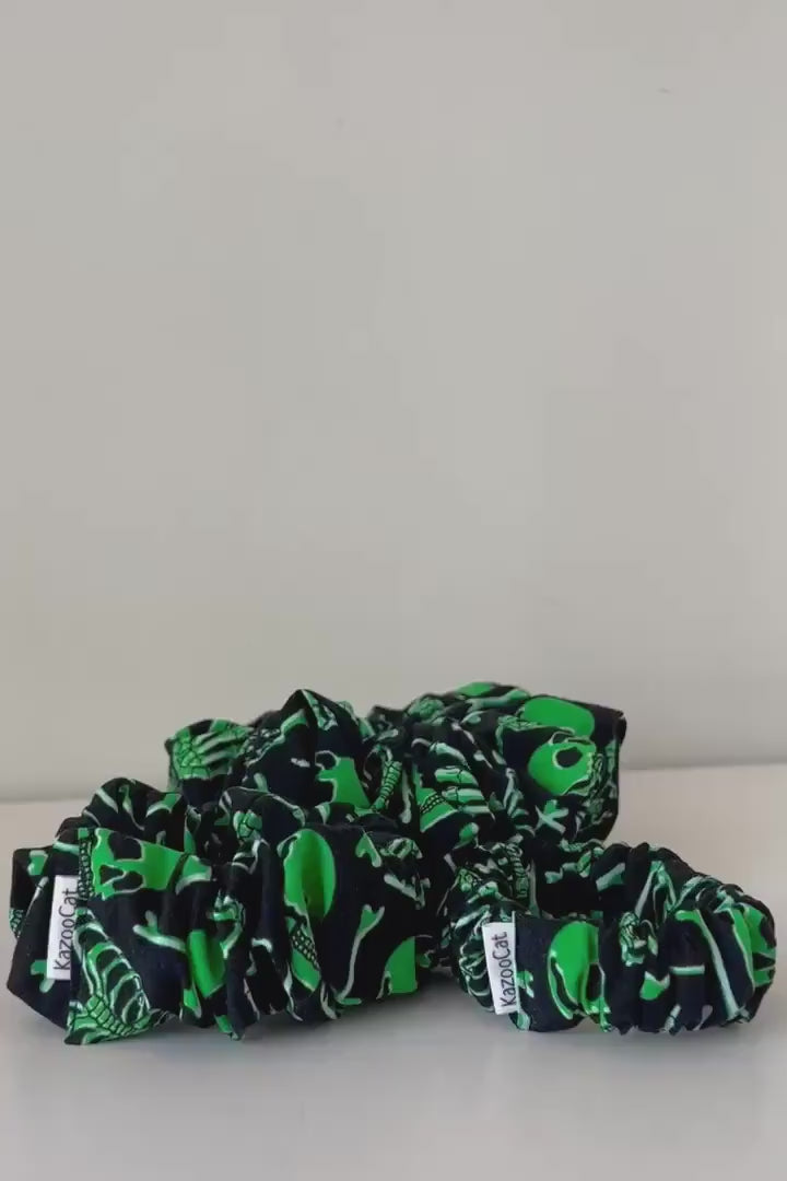 Halloween Scrunchie - Glow in the Dark Skeletons - Spooky Halloween Accessory